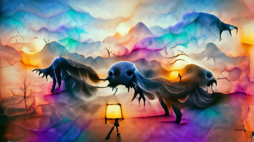 Ghastly Creature in Volumetric Lighting: Surreal Digital Art