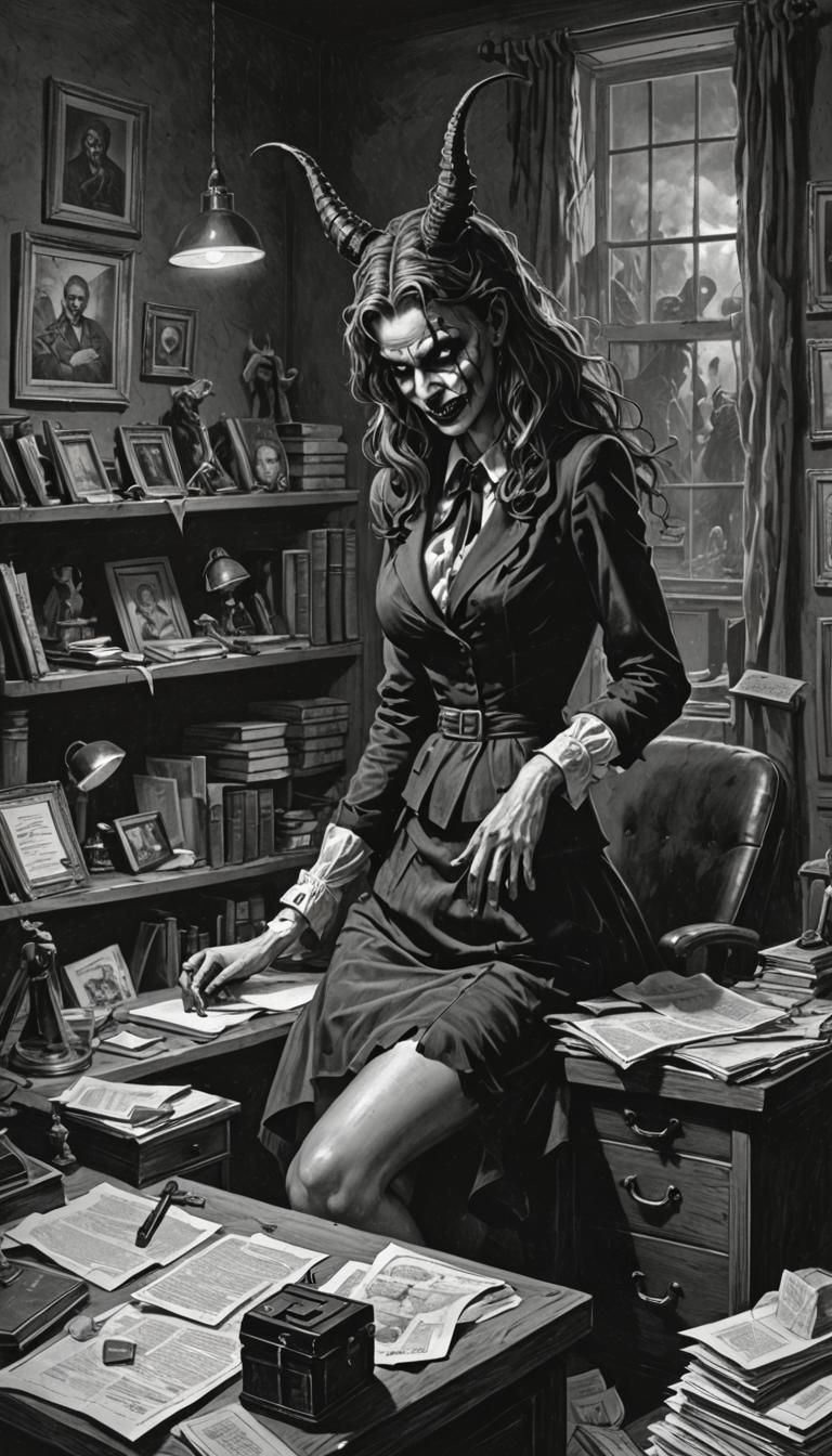 Horrific Pinup in Engraving Style