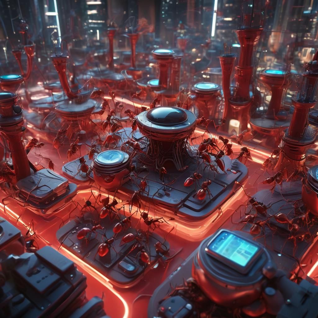 Ant Musician in Futuristic City: Cyberpunk Concept Art