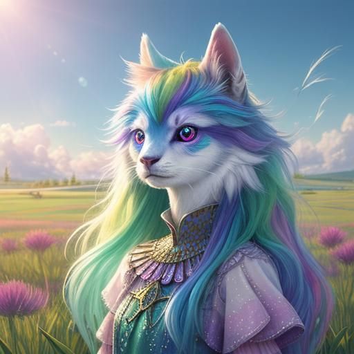 Rainbow Fantasy Creature Portrait in 3D Cell Shading