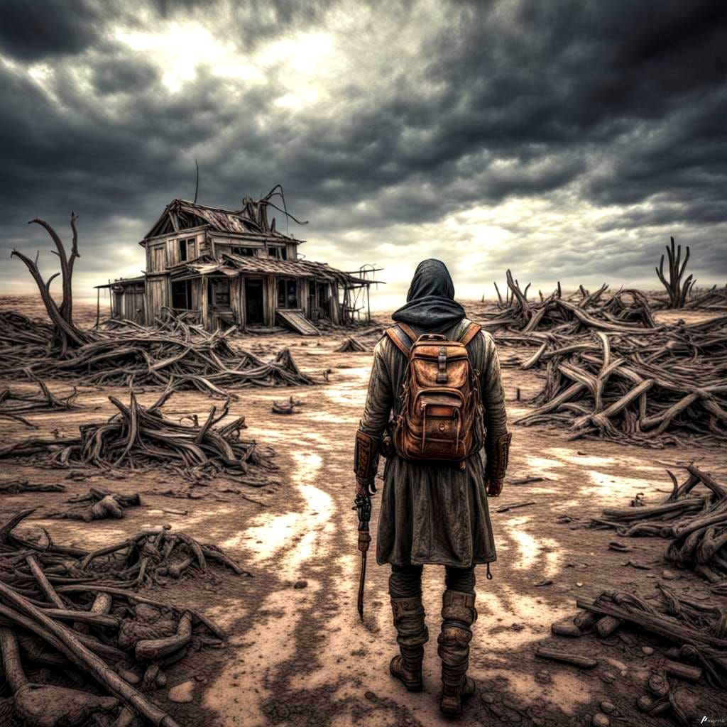 Hyperrealistic Wasteland Wanderer in Sharp Focus