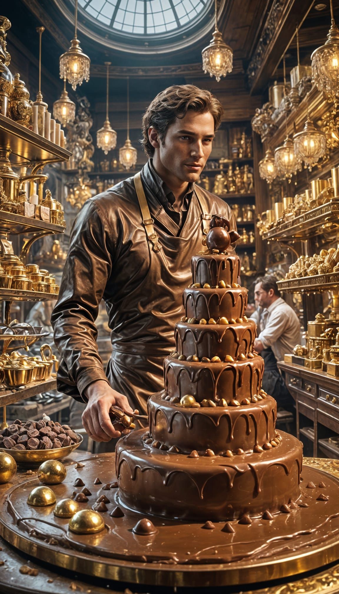 Chocolate Adonis Sculpture in Hyperrealistic Style