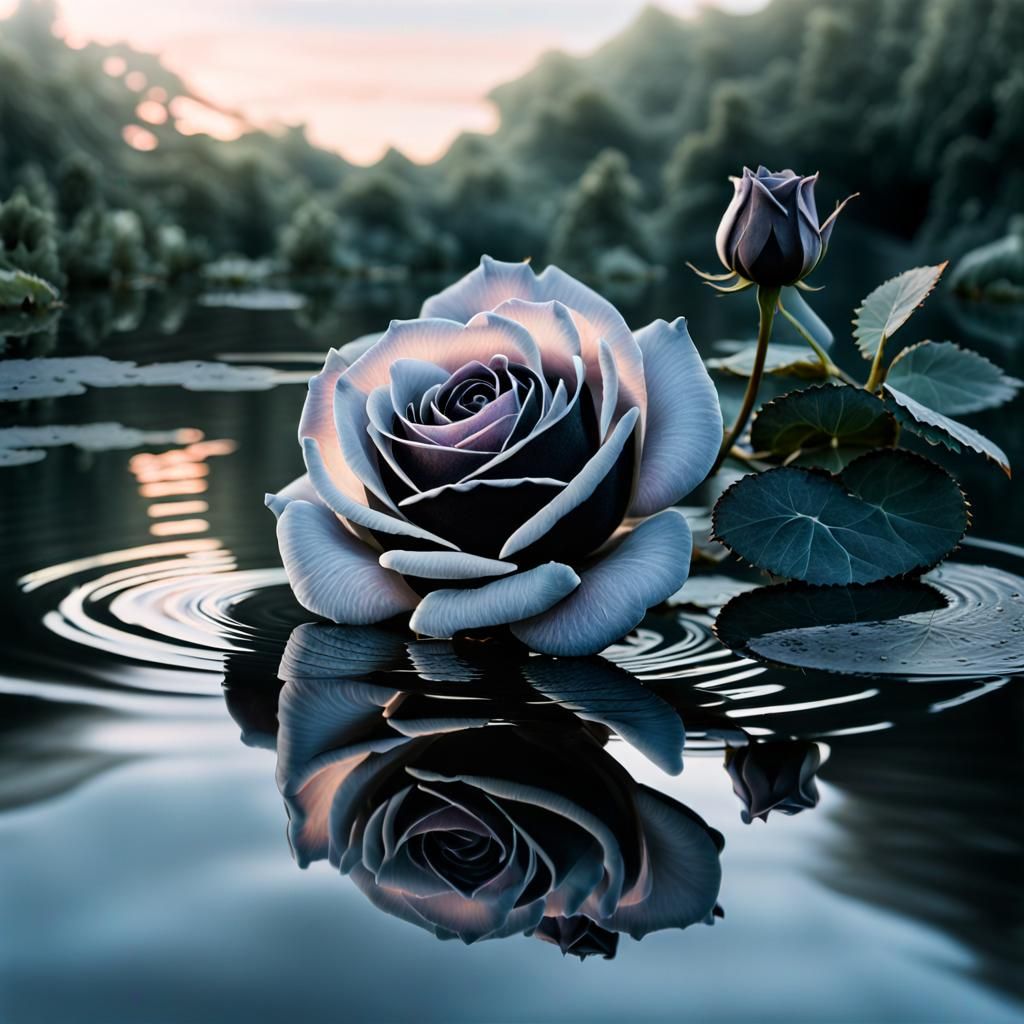 Black Rose Reflection in Pastel Colors