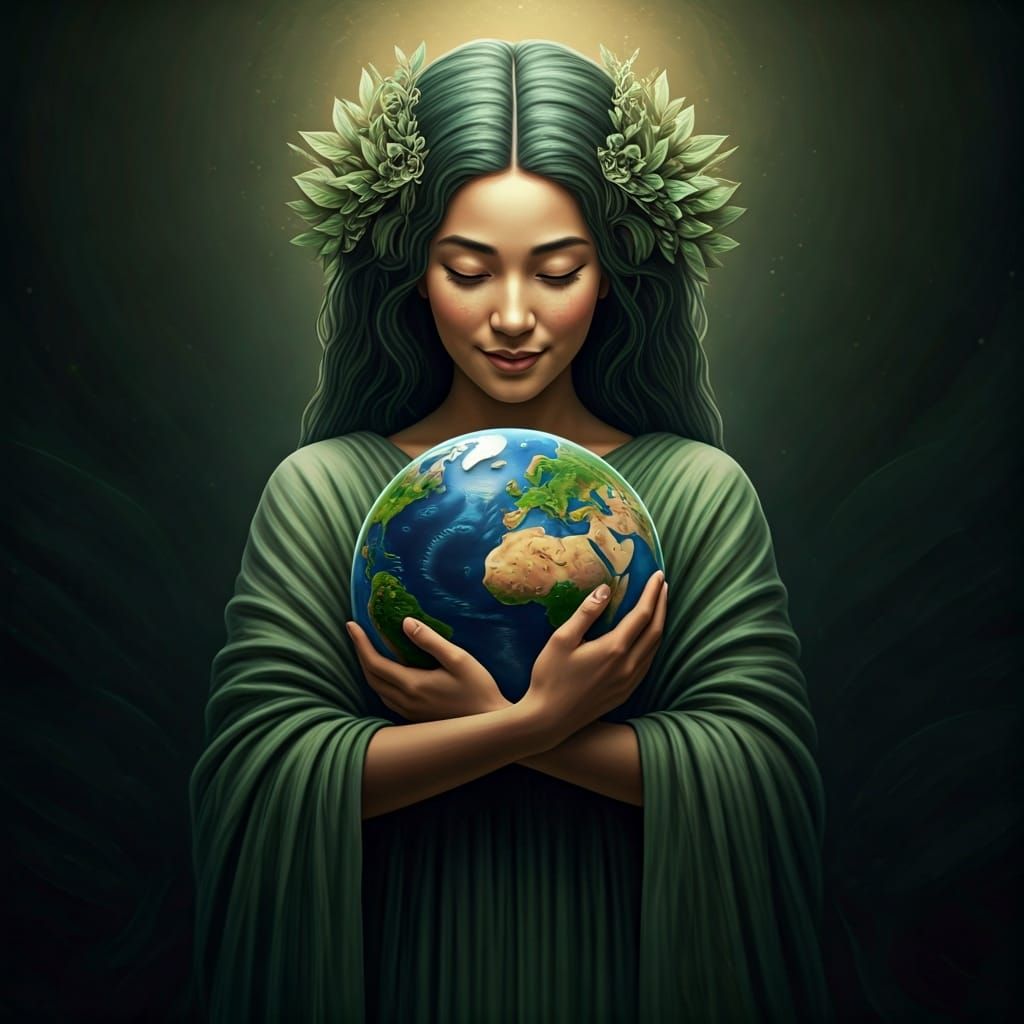 Gaia: The Earth Mother Protecting Her Globe