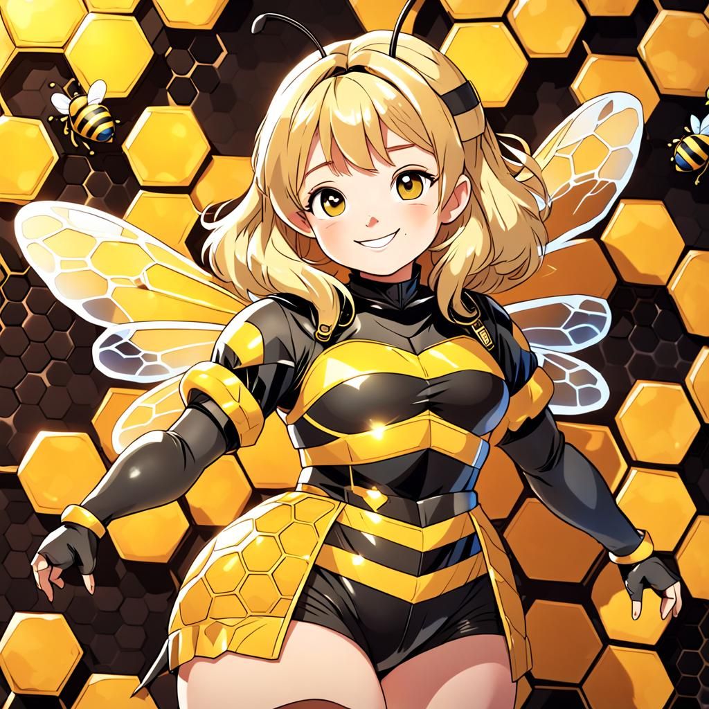 Curvy Woman in Bee Costume, Anime Manga Style