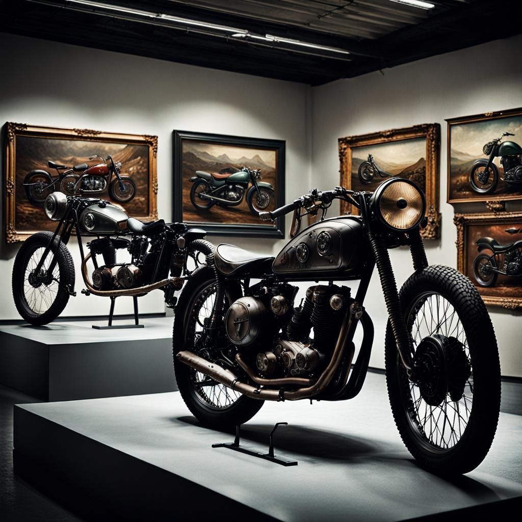 Motorcycle Collection in Rocco Museum: Cinematic Digital Art