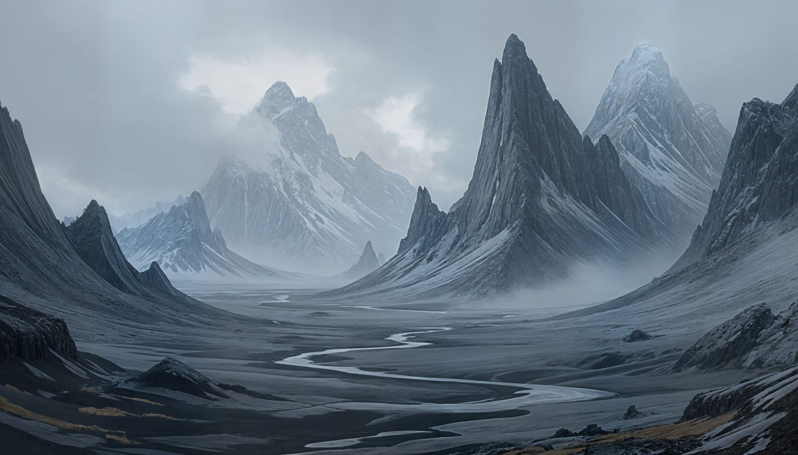 A landscape of The Grey Reaches, all in a diverse shades of ...