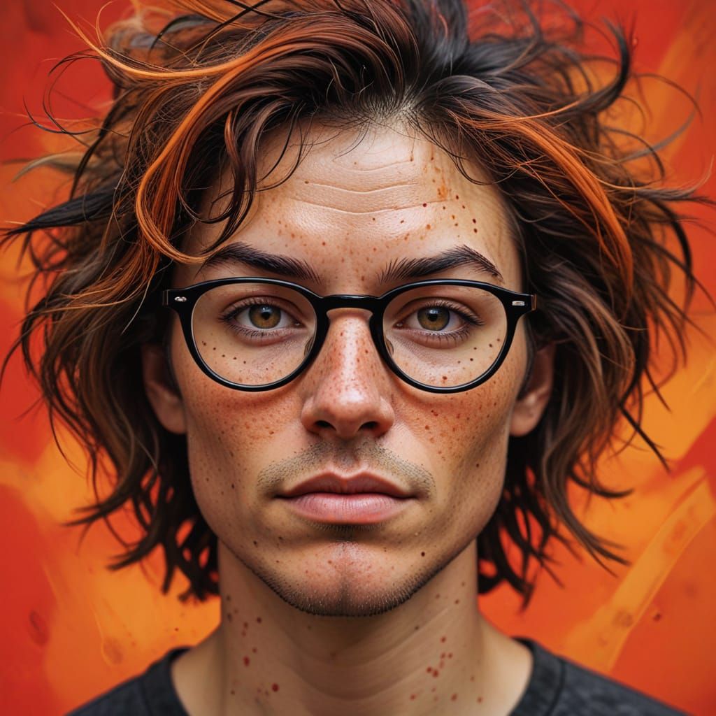 Whimsical Cartoon Portrait with Vibrant Colors