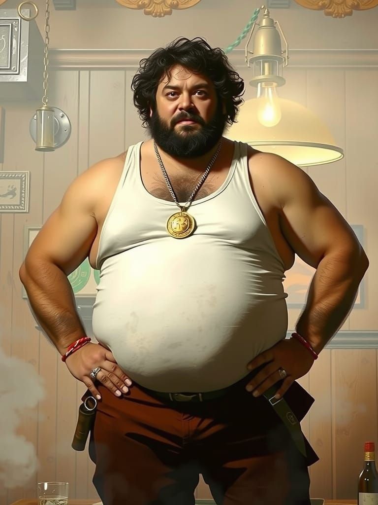 Hairy Man in Dim Bar, Film Noir Style