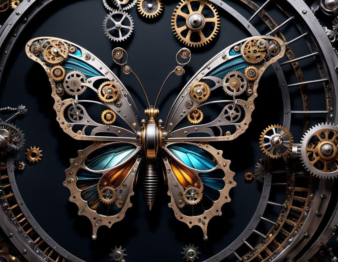 Steampunk Butterfly Display with Intricate Gears