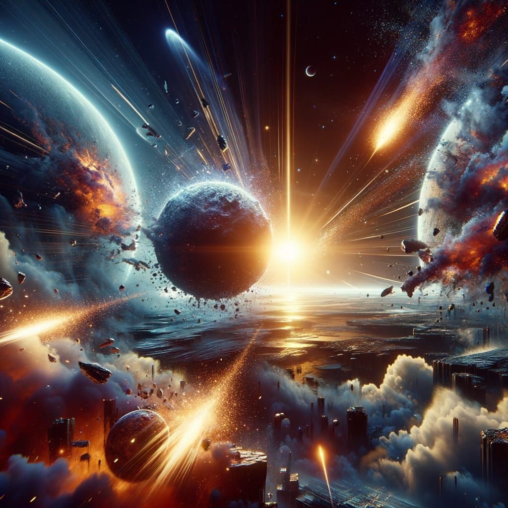 Comet Streaks Between Planets in Deep Space