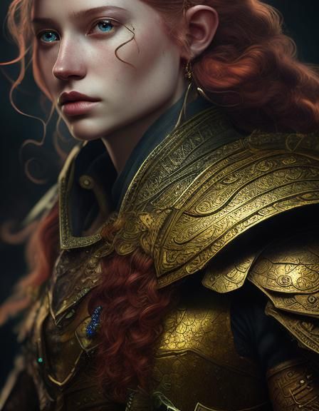 Fantasy Elf with Red Hair in Golden Hour Light