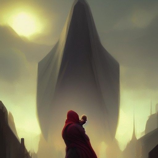 Cloaked Man Holding Baby Concept Art
