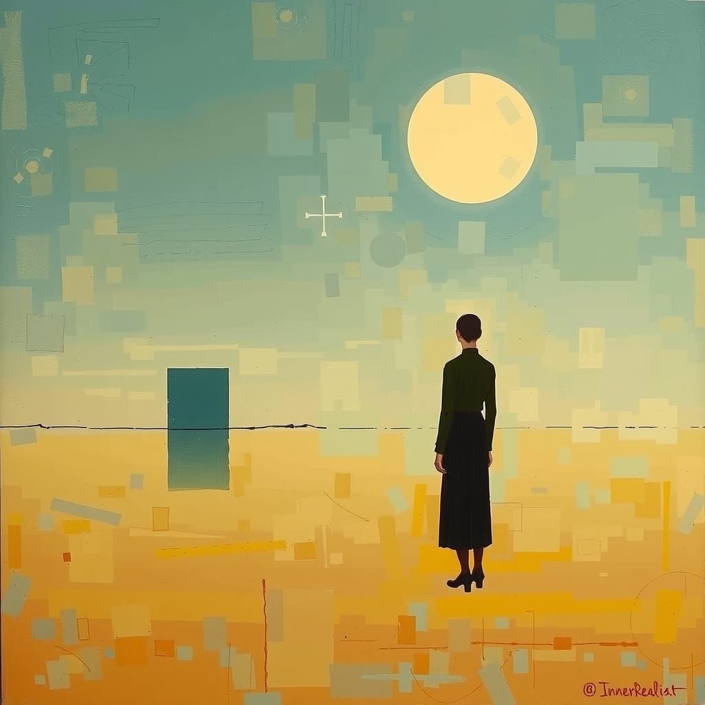 Abstract Metaphysical Landscape with Solitary Black Line