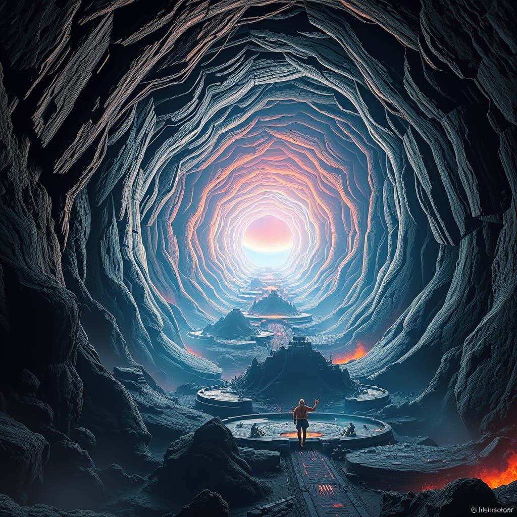 Surreal Tunnel World with Hyperrealistic Detail