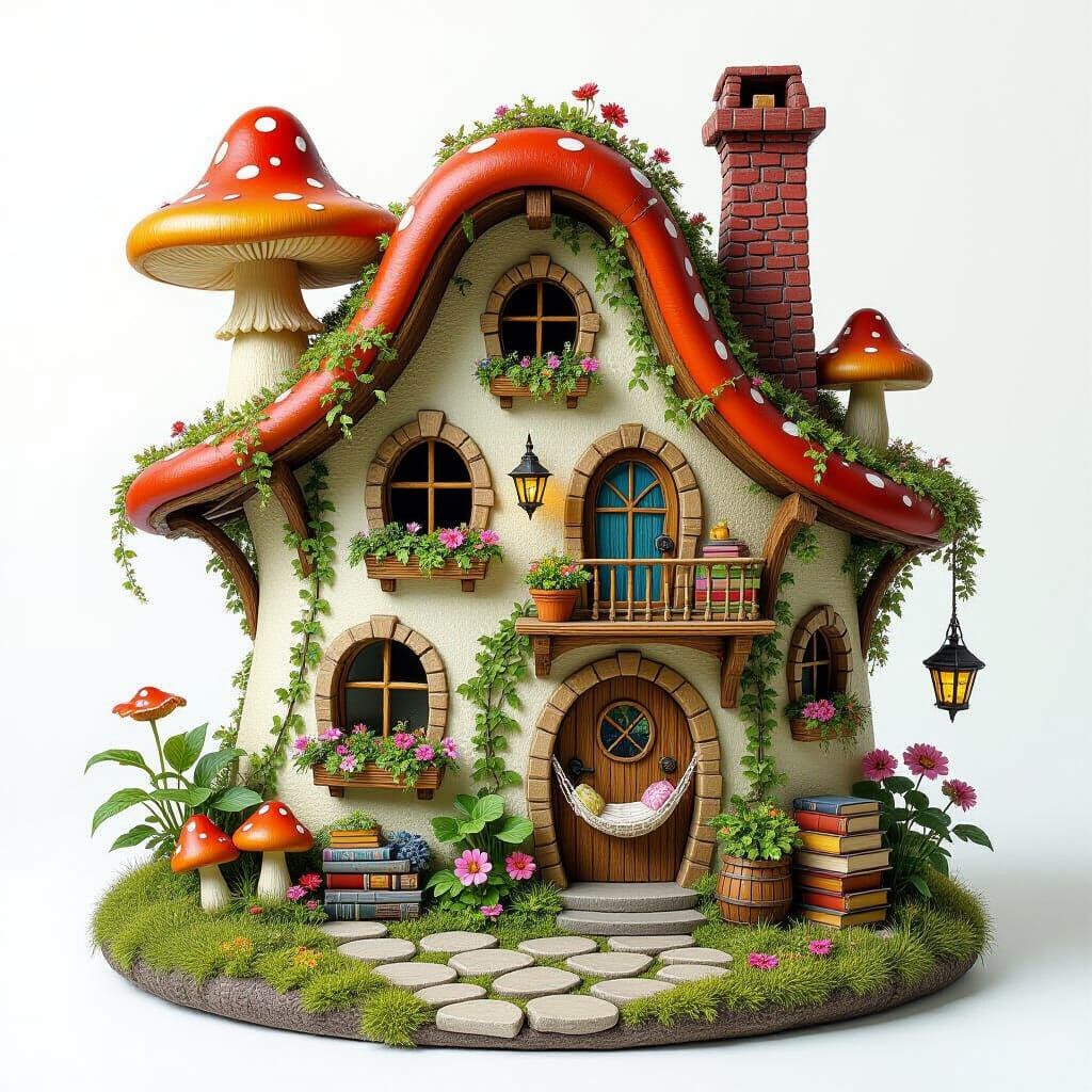 Enchanting Fairy House Interior with Lush Flora