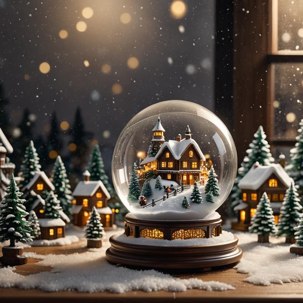 Snow Globe Village in Hyperrealistic Photography