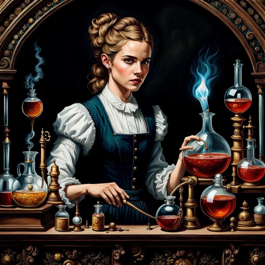 Emma Watson as Gothic Scientist Brewing Potions