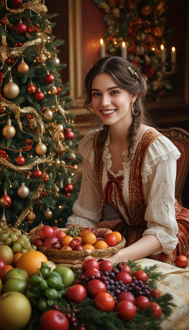 Victorian Christmas Scene of Abundance and Joy