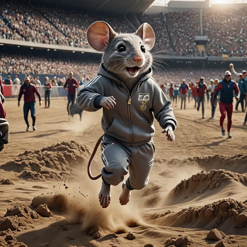 Mouse Competes in Olympic Long Jump