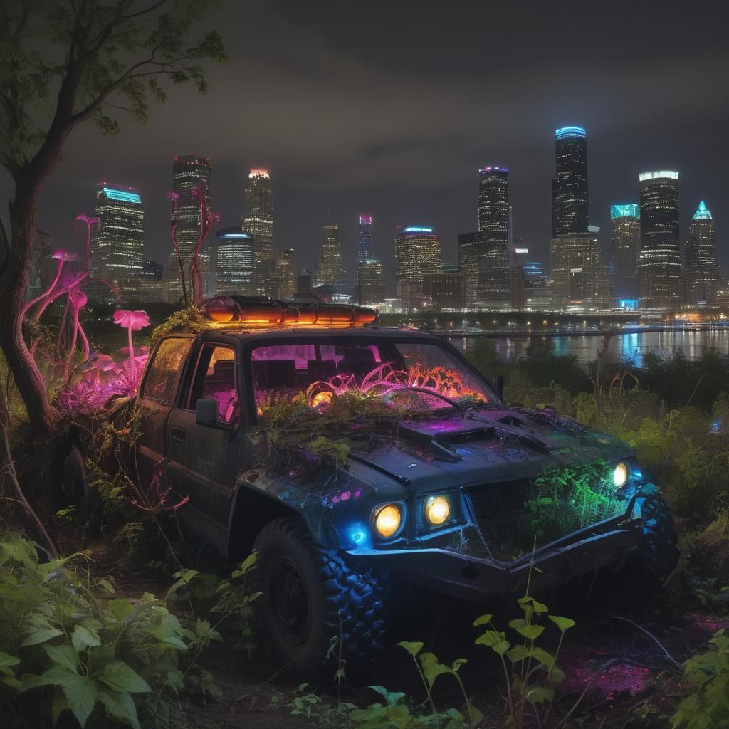 Bioluminescent Alien Overgrowth in Dystopian Minneapolis