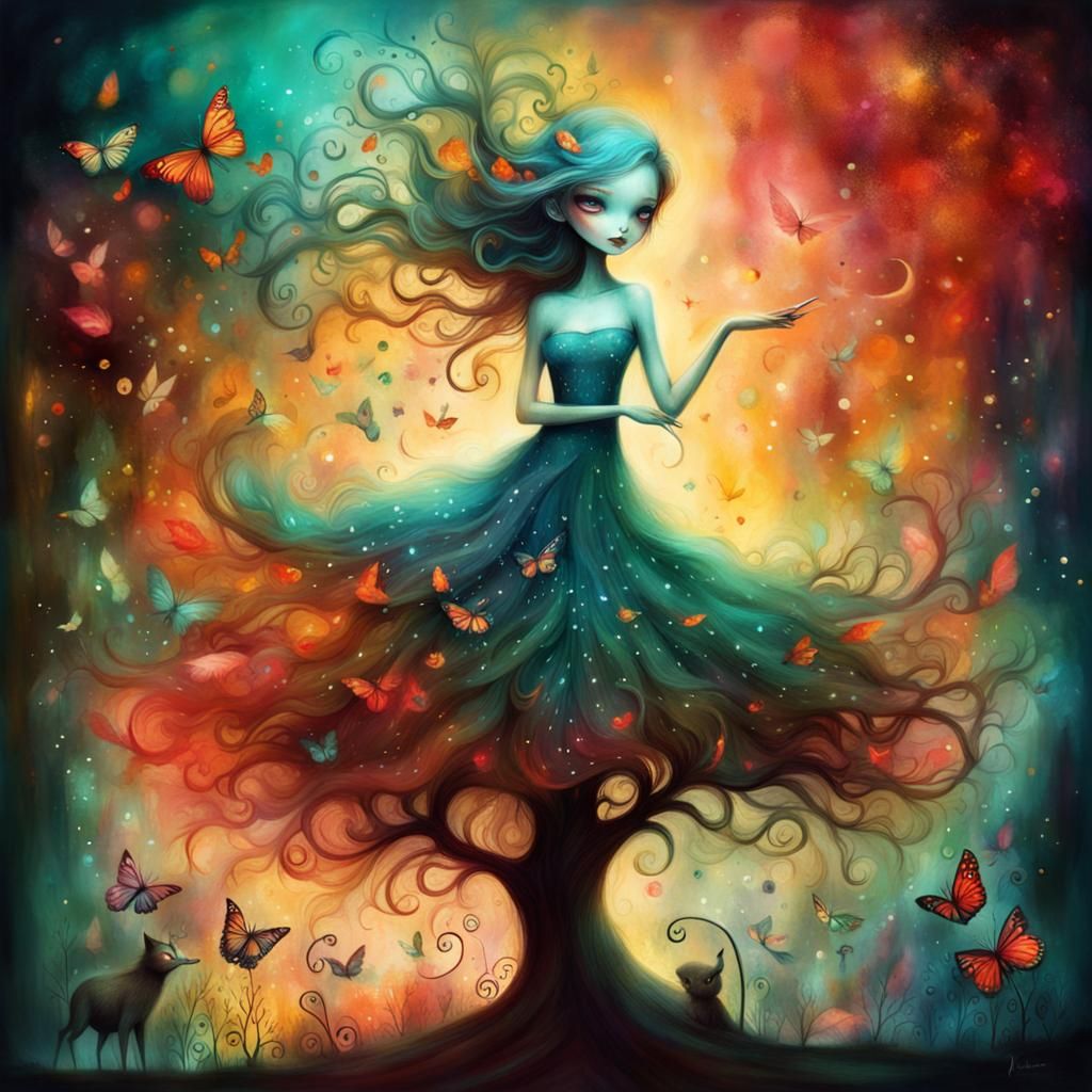 Whimsical Illustration with Abstract Elements