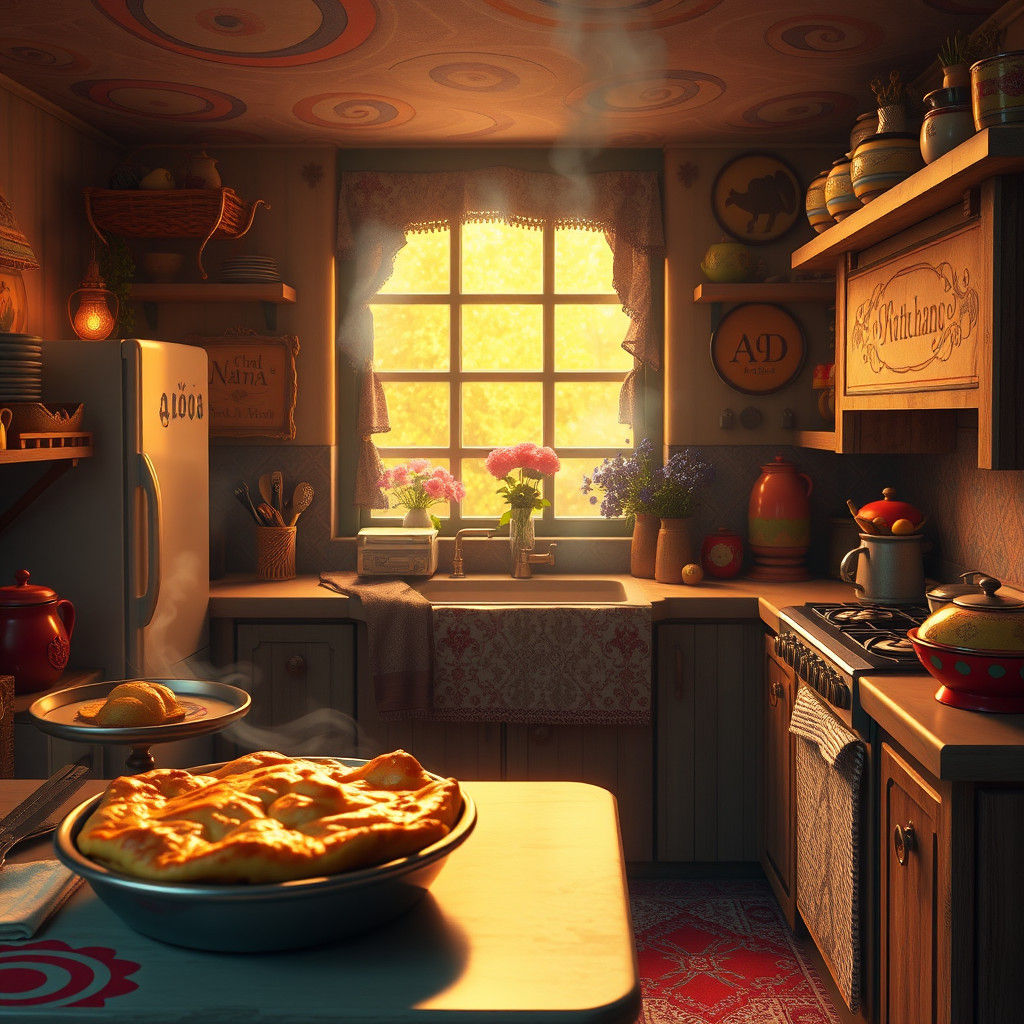 Nana's Shepherd's Pie: Whimsical Kitchen Scene