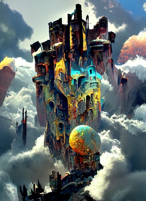 Picturesque Castle Fortress in Retro-Futuristic Style