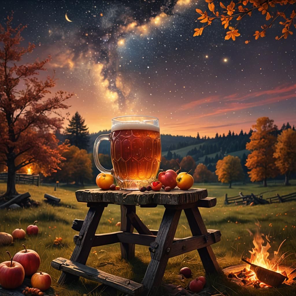Fantastical Cider by Campfire Under Starry Sky