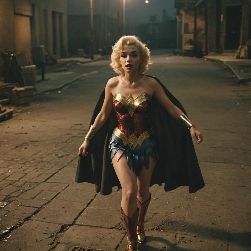Marilyn Monroe as Wonder Woman: Cinematic Film Still