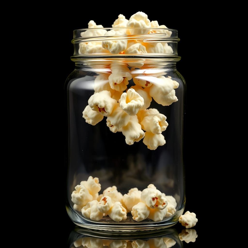 Stunning Neon Glass Jar with Popping Popcorn in Ultra High D...