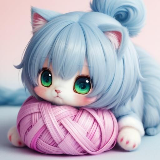 Chibi Kitten Playing: Adorable Anime Art