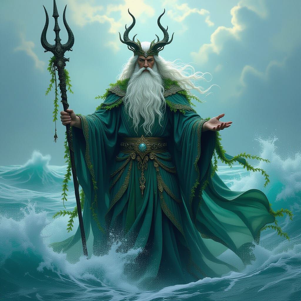 Majestic Sea King in Classic Fantasy Style