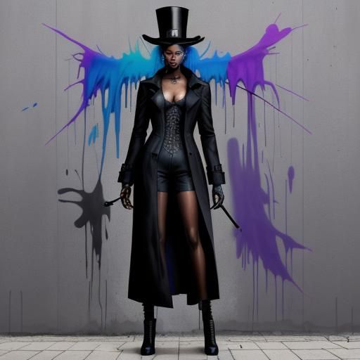 Gothic Black Woman in Street Art Style