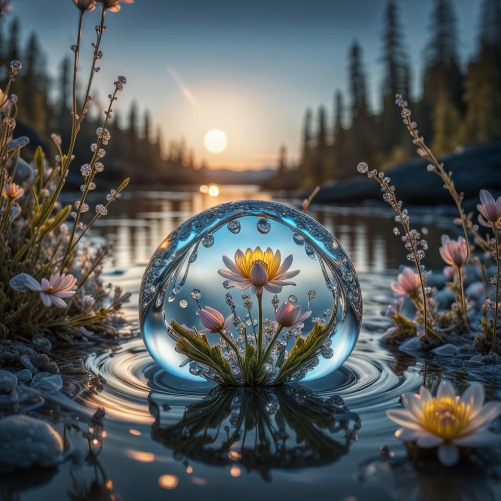 Bioluminescent Token in Diamond Water Drop Riverscape