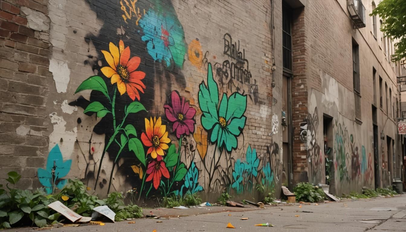 Vibrant Green Protest Mural in Urban Street Art