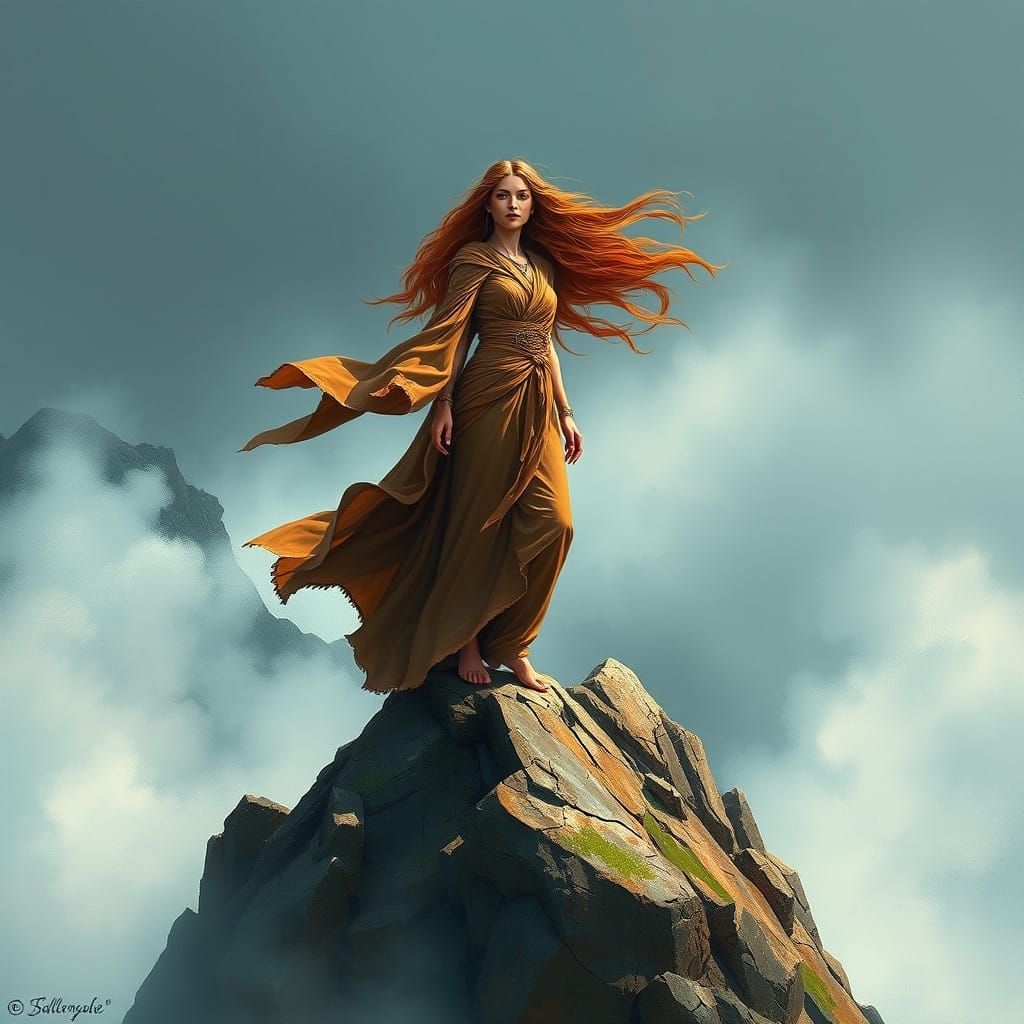 Mystical Mountain Goddess in Earthy Robes