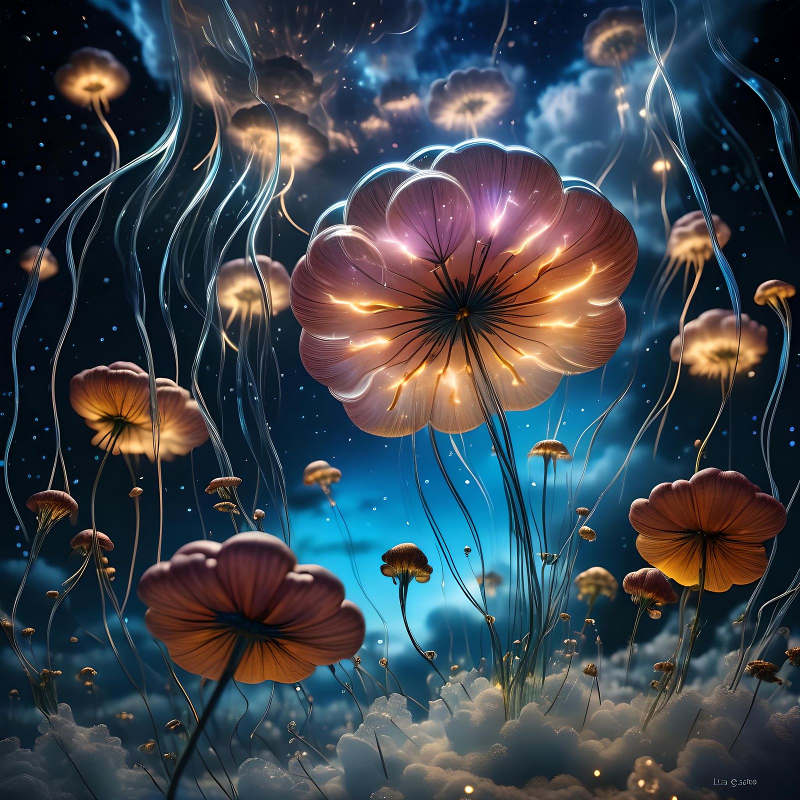 Bioluminescent Cloudscape in Detailed Digital Art