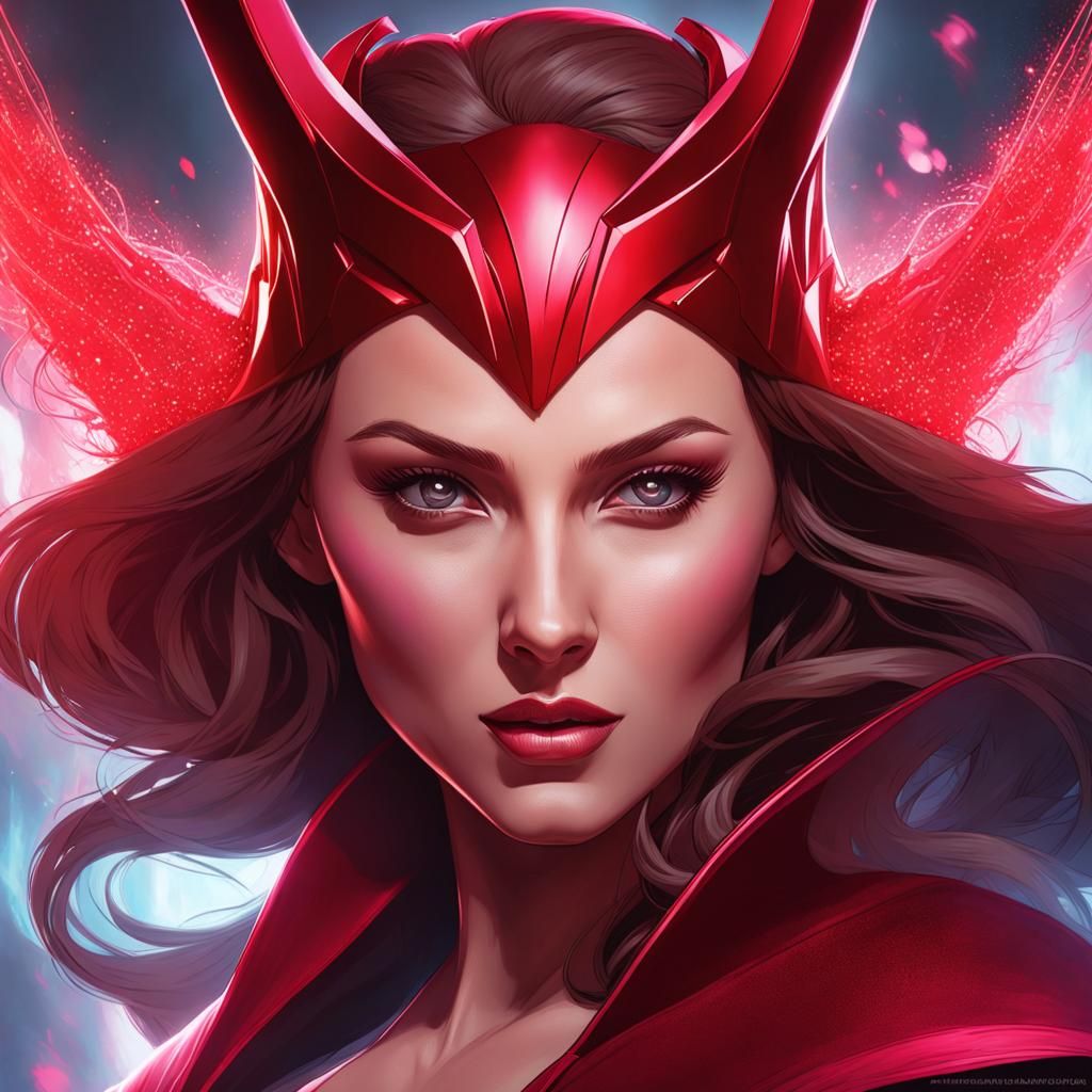 Scarlet Witch Portrait in Art Nouveau Style