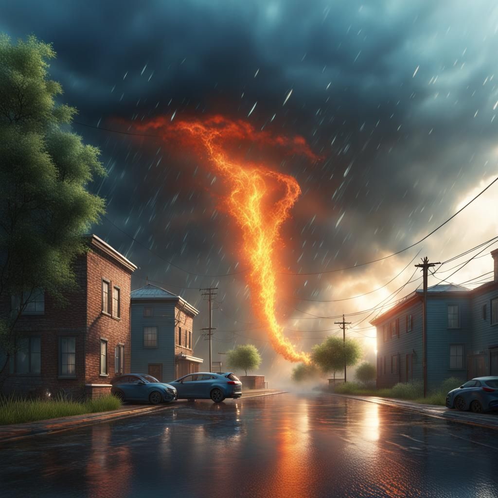 Infernal Rain: A Fire Tornado Descends