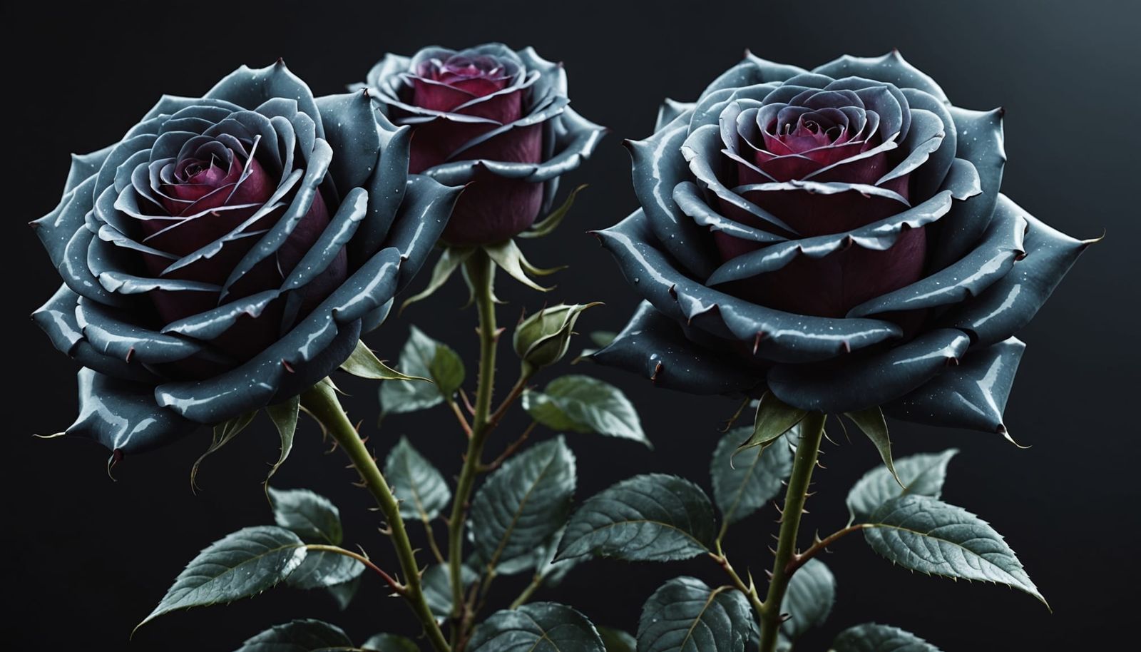 Gothic Futuristic Roses in a Cyberpunk Aesthetic