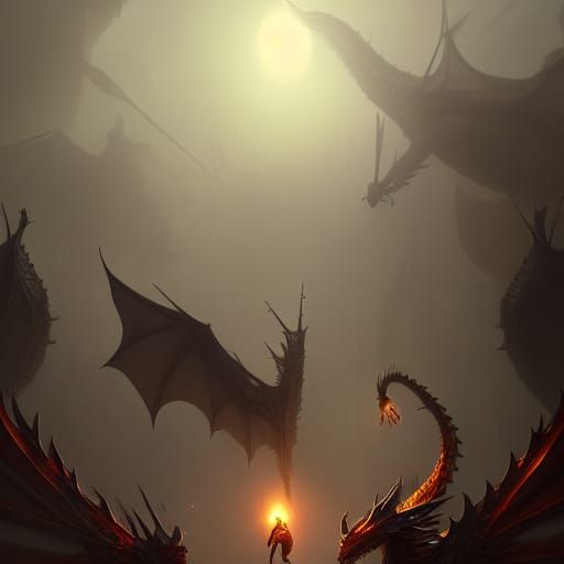 Dragons in Dark Fantasy Style