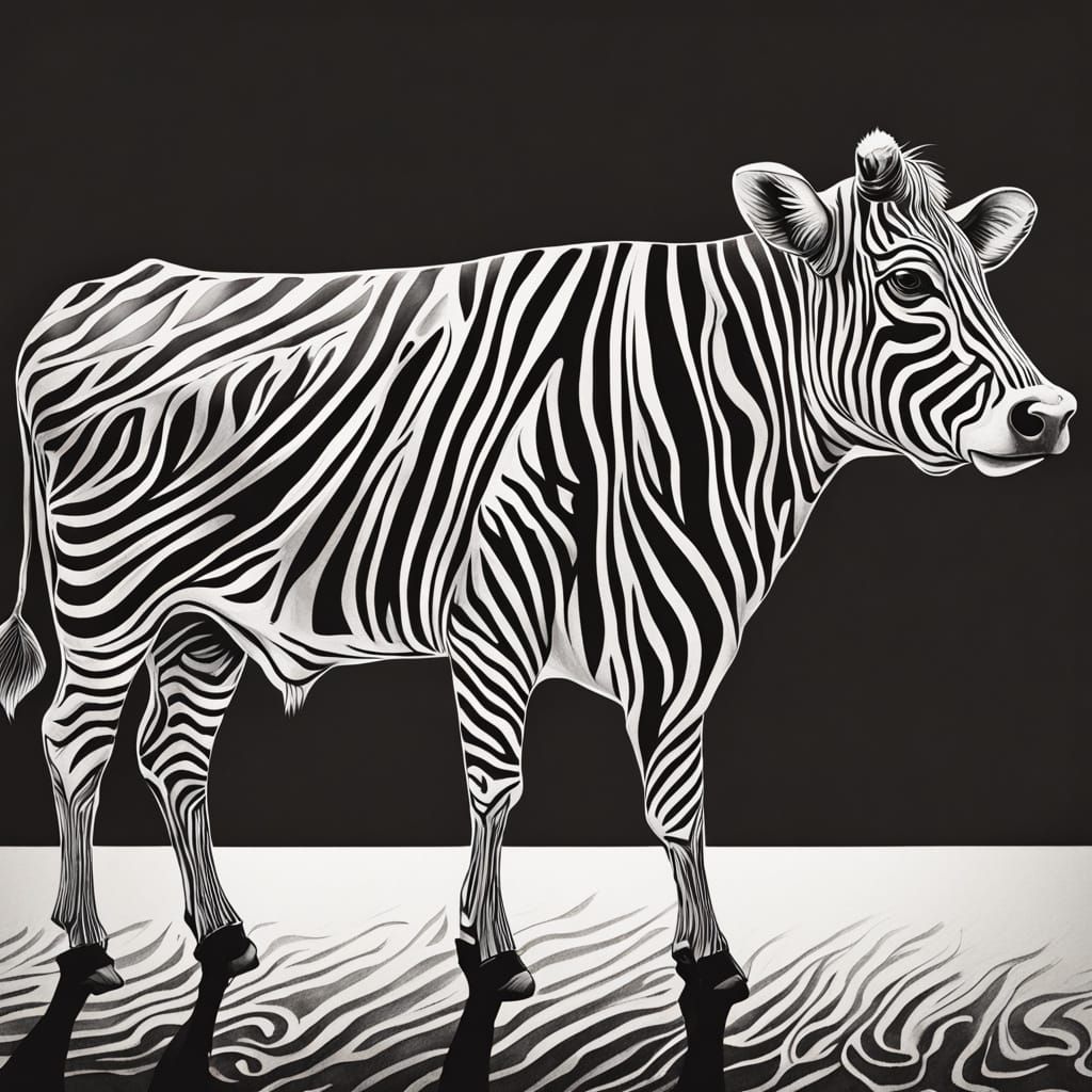Splash Art Cow Painted Like Zebra