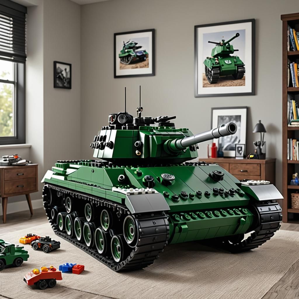 Photorealistic LEGO Tank in Boy's Room