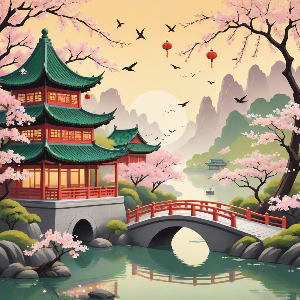 Chinese 'Lichun' (Beginning of Spring) festival poster, eleg...