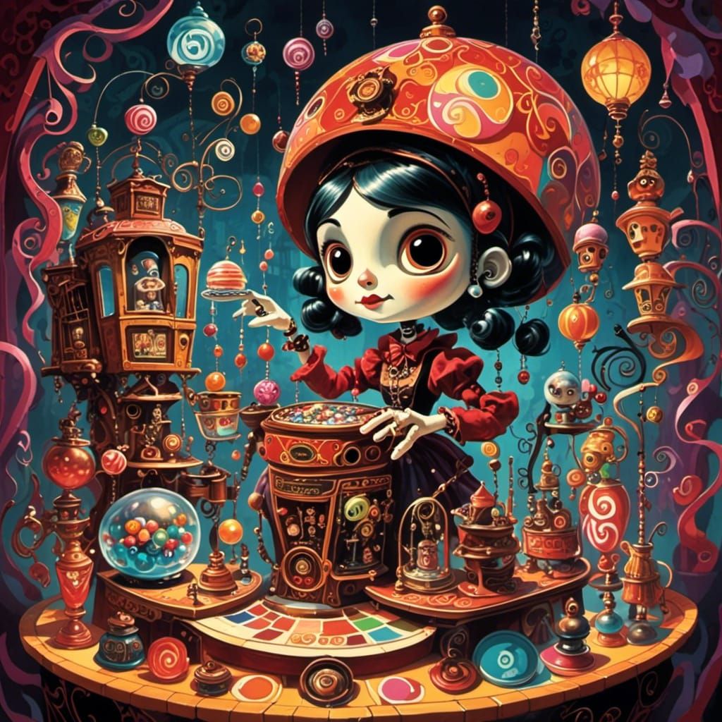 Vibrant Candyland Wonderland with Gouache Swirls