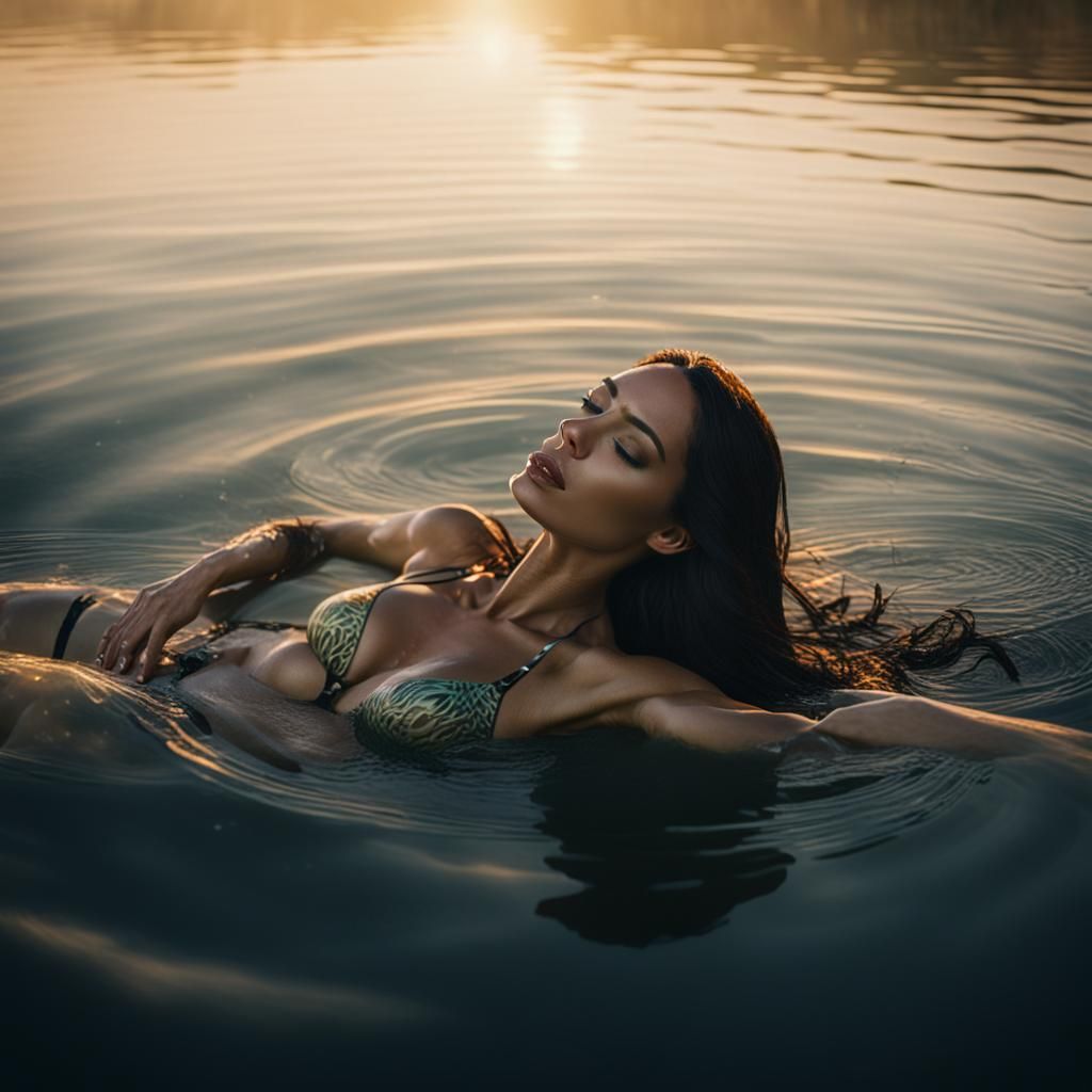 Gorgeous Woman in Water: Cinematic Film Still