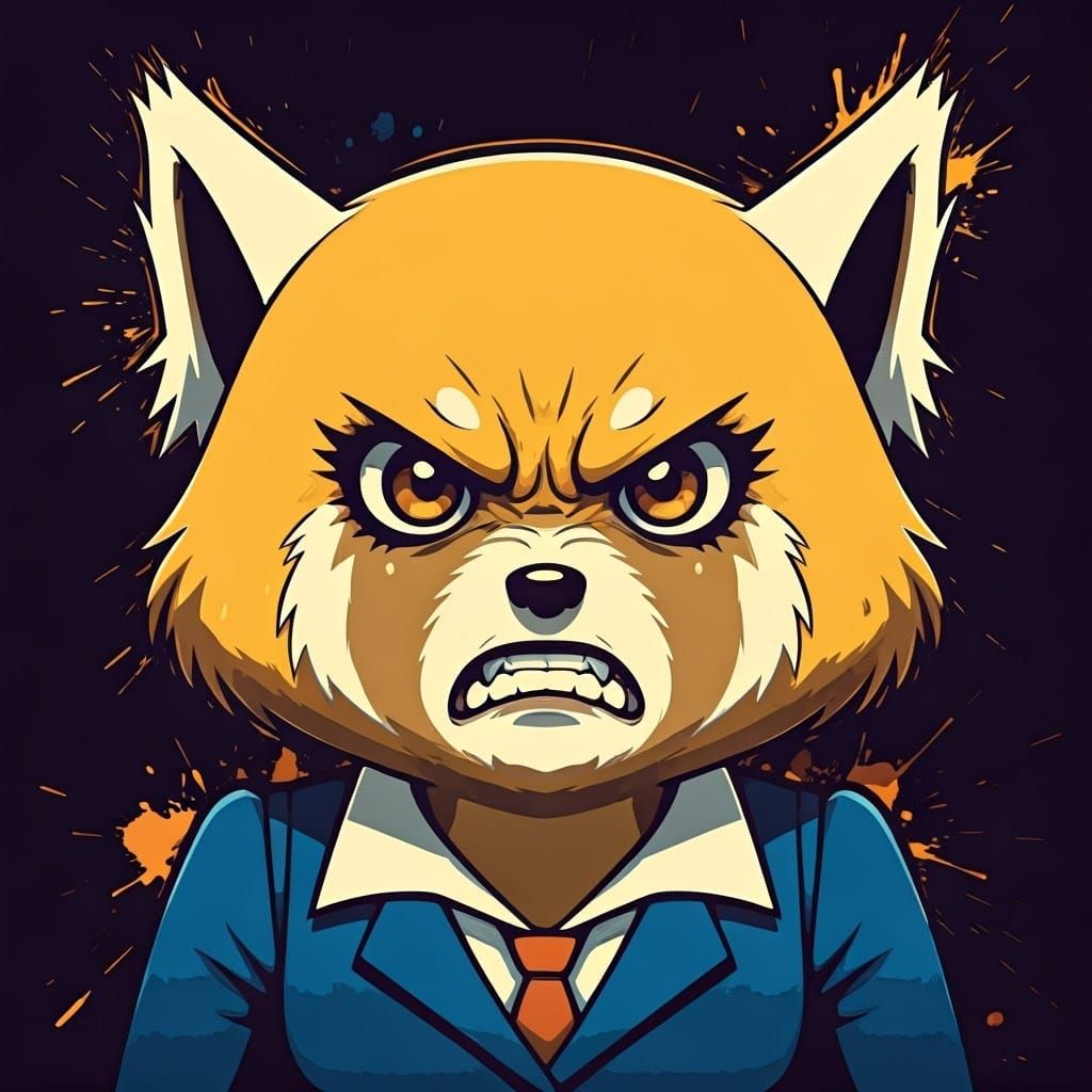 Angry Retsuko in Bold, Graphic Lines and Vibrant Colors