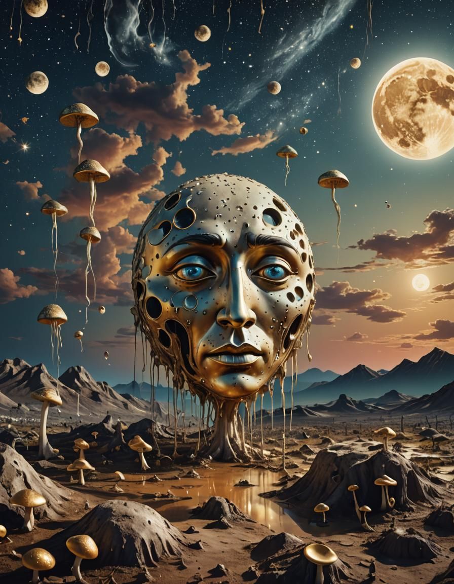 Psychedelic Moon Tears: A Surreal 3D Landscape