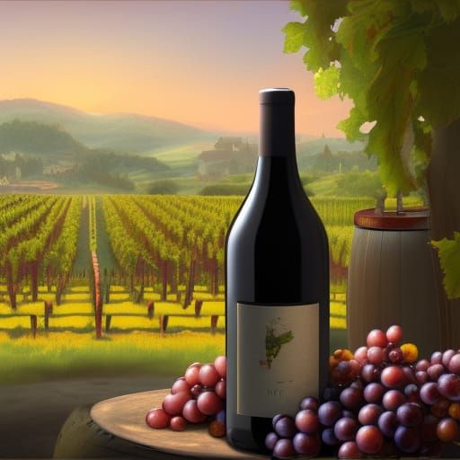 Cat Enjoying Wine in Winery: Fantasy Concept Art